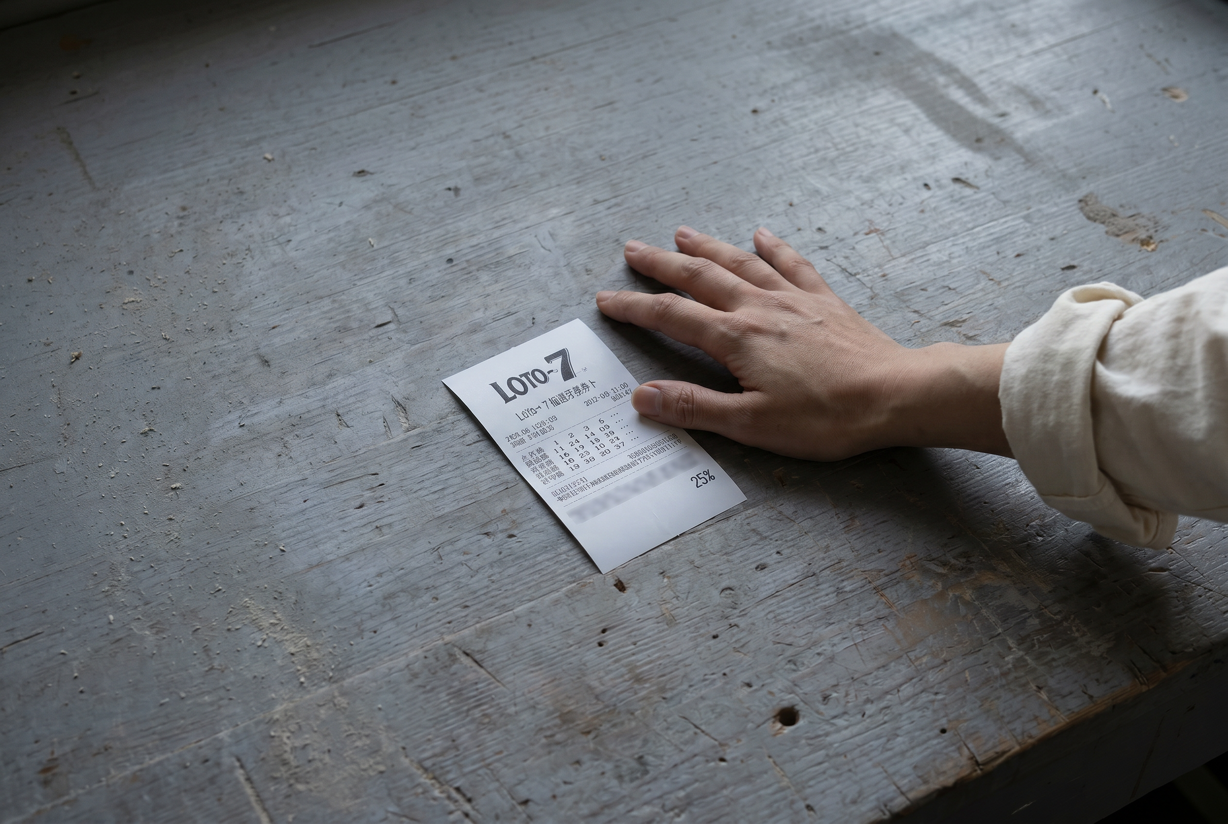 Hand beside the ticket